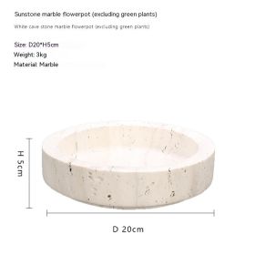 Chinese Tea Table Edge Marble Eternal Moss Simulated Flower Pot (Option: White Travertine HP0013BD)