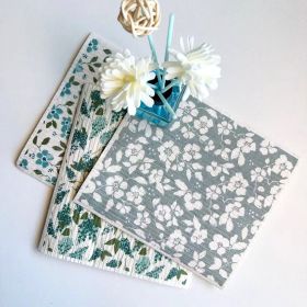 Household Wood Pulp Cotton Cleaning Cloth And Dishwashing (Option: Floral 3 Pieces-19x17x0.2cm)