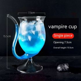 Heat-resistant Transparent Red Wine Juice Creative Curved Mouth Vampire Wine Glass (Option: 300ml Juice Flanging Cup)