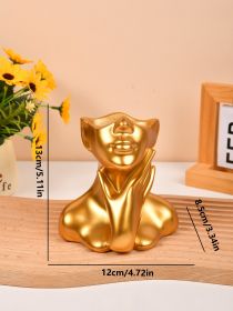 Nordic Resin Vase For Human Hands And Chin Support (Option: Gold-Free Size)