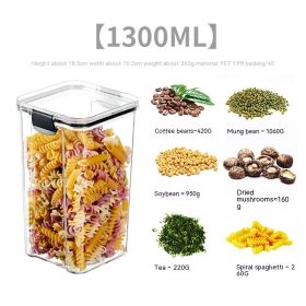Food Grade Grains Sealed Plastic Cans Transparent Stackable Refrigerator Preservation Storage Box (Option: 1300ML-White)