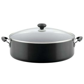 Easy Clean 14" Nonstick Family Pan, Jumbo Cooker With Lid (Color: BLACK)