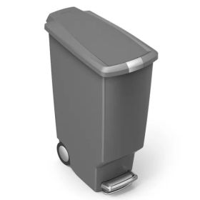 40L Slim Plastic Step Trash Can (Color: Gray)