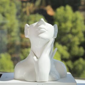 Nordic Resin Vase For Human Hands And Chin Support (Option: White-Free Size)