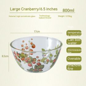 Household High Temperature Resistant Pattern Glass Bowl (Option: Cranberry-L)