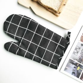 Anti-scald Microwave Oven Gloves High Temperature Resistance (Option: Black Plaid)