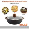 6.9QT Black Stone Aluminum Nonstick Caldero (Dutch Oven) with Wood Look Handles & Knob
