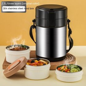 304 Stainless Steel Vacuum Thermal Lunch Box (Option: Natural Color-2300ML)